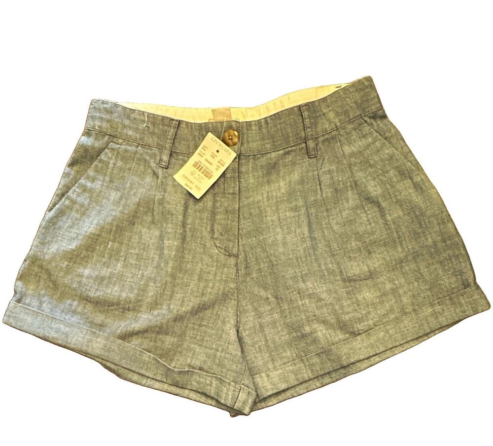 Crewcuts Girls Blue Chambray Chino Shorts Size 12 Pockets Button Closure